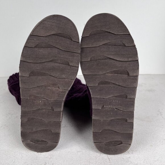 Muk Luks Boots Womens 8 Jamie Open Knit Boot Purple Sweater - Picture 4 of 7